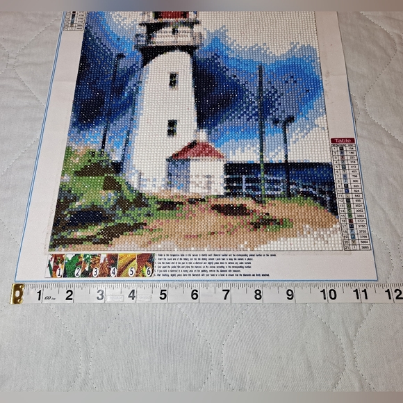 White Lighthouse "Completed" Diamond Art Picture "Frame Not Included" Multicolor - Picture 2 of 5